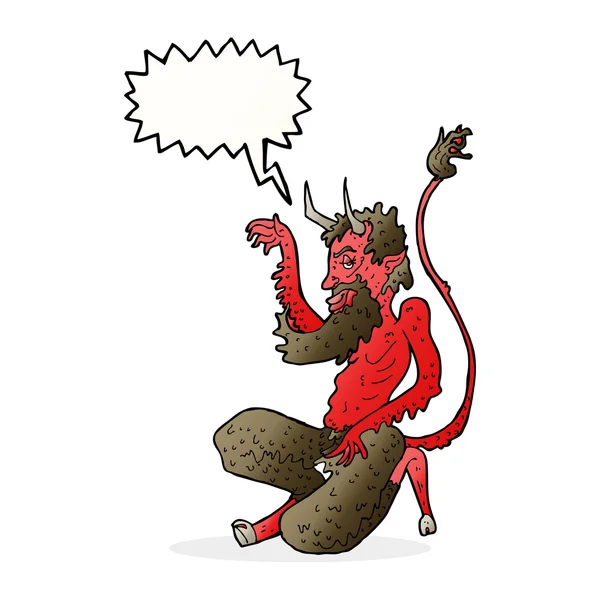 Desenho animado diabo tradicional com bolha de fala — Vetor de Stock