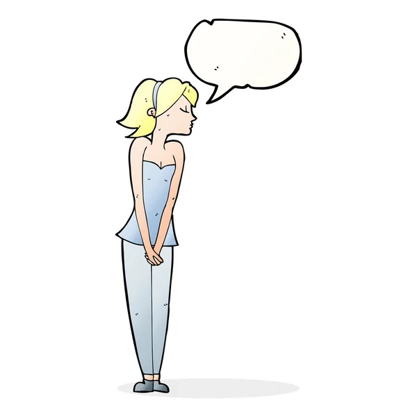 Dessin animé jolie femme avec bulle de parole — Image vectorielle