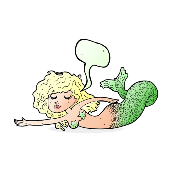 Cartoon mermaid with speech bubble — Stock Vector