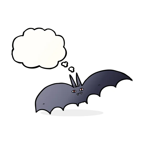 Chauve-souris vampire dessin animé avec bulle de pensée — Image vectorielle