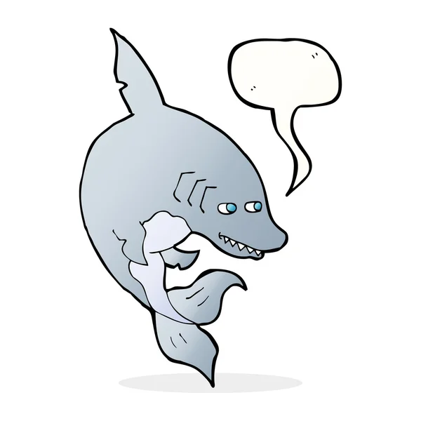 Grappige cartoon haai met tekstballon — Stockvector