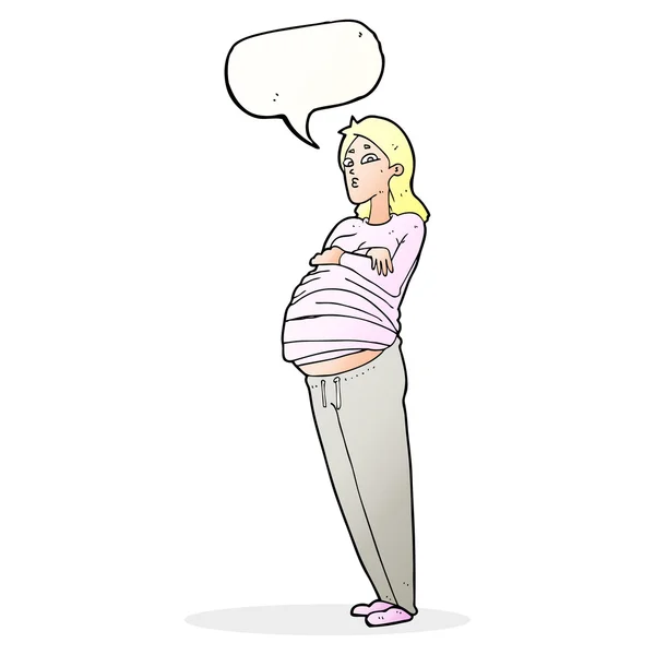 Cartoon pregnant woman with speech bubble — Stock Vector