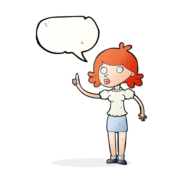 Cartoon woman with idea with speech bubble — Stock Vector