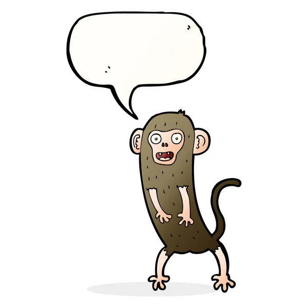 Мультяшная сумасшедшая обезьяна с пузырьком речи — стоковый вектор