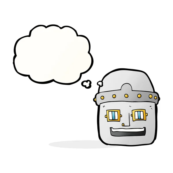 思考バブルを持つ漫画ロボットの頭 — ストックベクタ