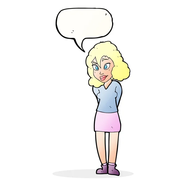 Cartoon verward vrouw met tekstballon — Stockvector
