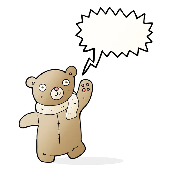 Bonito desenho animado ursinho de pelúcia com fala bolha — Vetor de Stock
