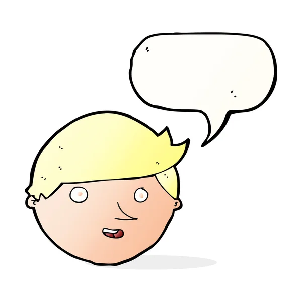 Desenho animado rosto feliz com bolha de fala —  Vetores de Stock