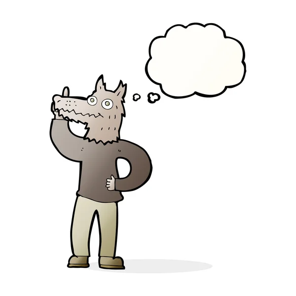Cartoon Werwolf mit Idee mit Gedankenblase — Stockvektor
