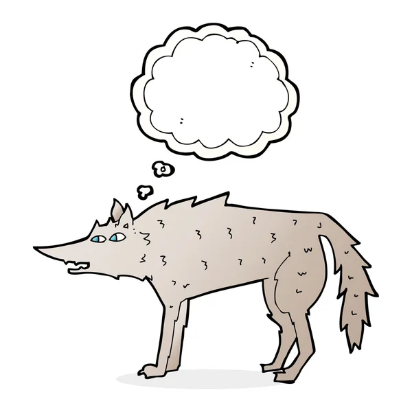 Cartoon wolf with thought bubble — Stock Vector