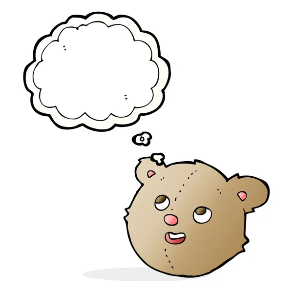 Tekenfilm teddybeer hoofd met gedachte zeepbel — Stockvector