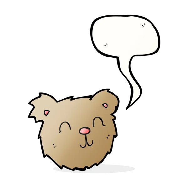 Cartoon happy teddy bear face with speech bubble — Stock Vector