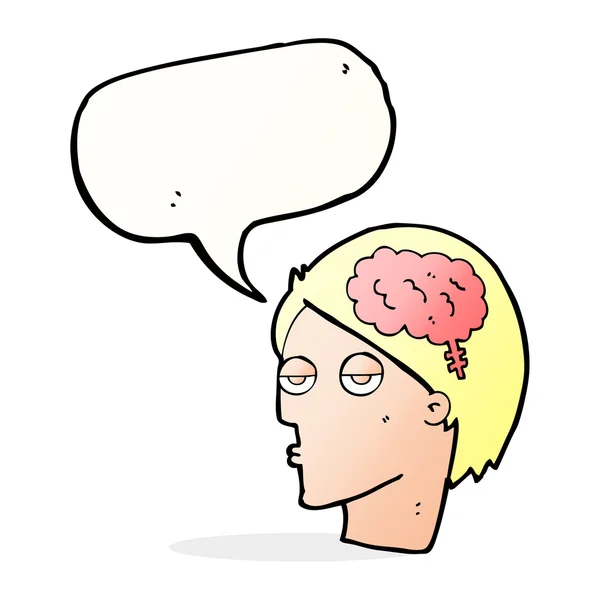 音声バブル付きの脳記号付き漫画の頭 — ストックベクタ