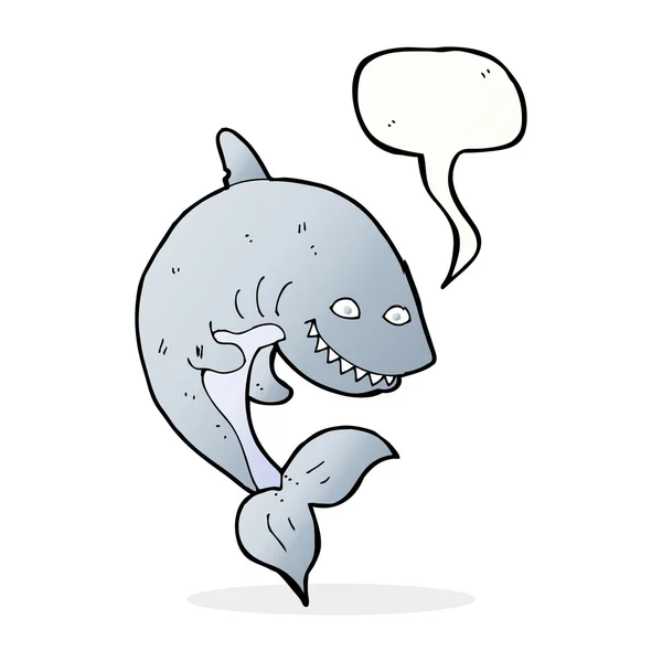 Requin dessin animé avec bulle de parole — Image vectorielle