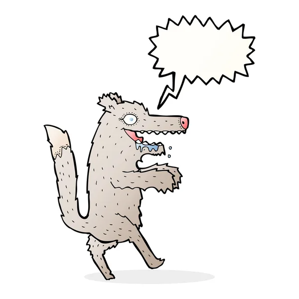 Cartoon grote slechte wolf met spraakzeepbel — Stockvector