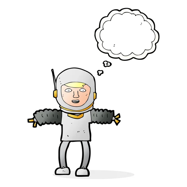 Astronauta cartoon com bolha de pensamento — Vetor de Stock