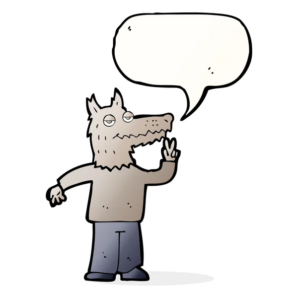Мультфильм о счастливом человеке-волке с пузырем речи — стоковый вектор