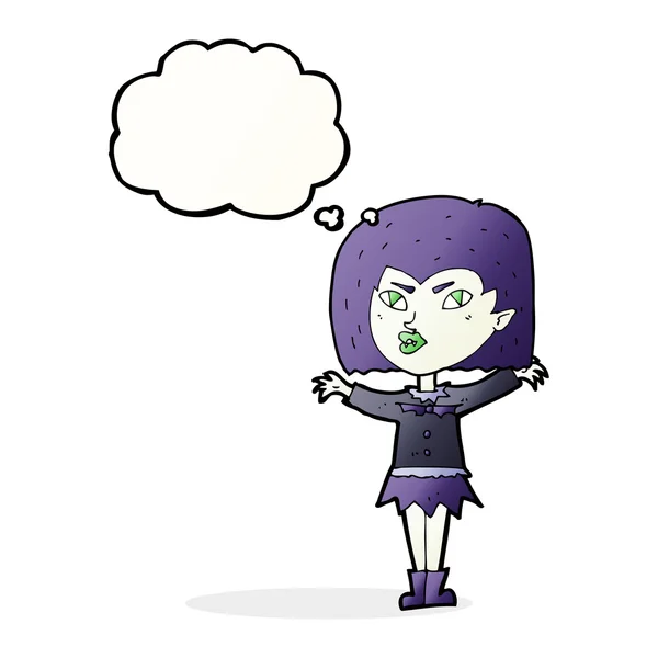 Cartoon vampire girl with thought bubble — Stock Vector