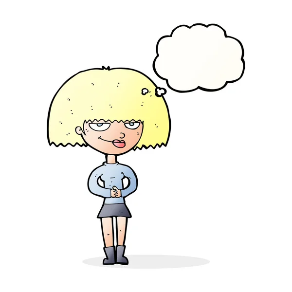 Cartoon listige Frau mit Gedankenblase — Stockvektor