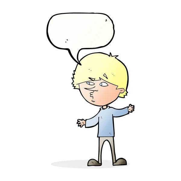 Cartoon nieuwsgierige man met spraakbel — Stockvector