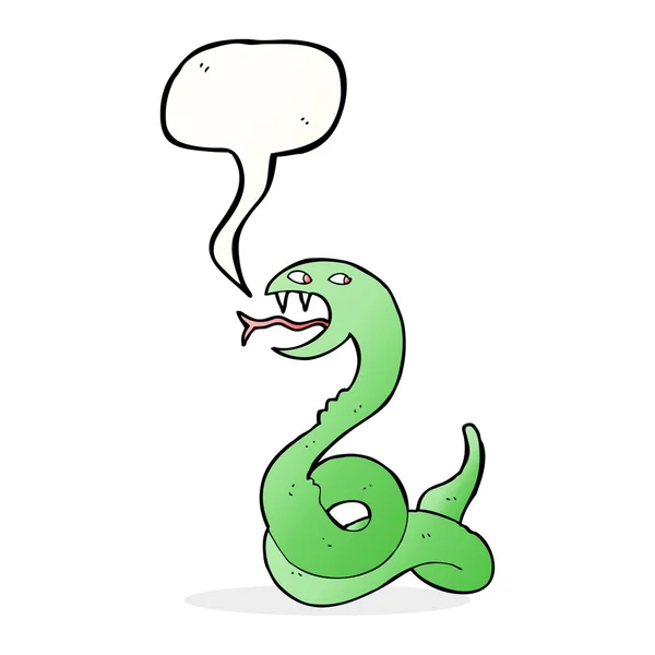 Karikatur zischende Schlange mit Sprechblase — Stockvektor