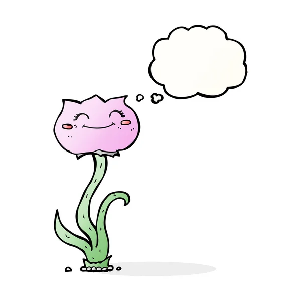Λουλούδι κινουμένων σχεδίων με φούσκα σκέψης — Διανυσματικό Αρχείο