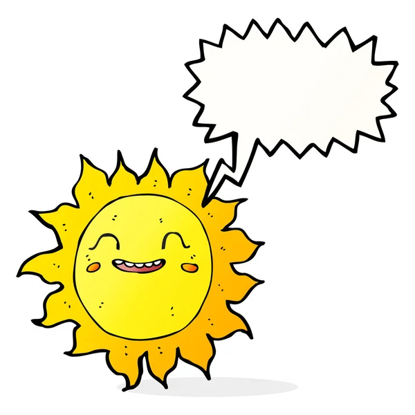 Cartoon happy sun with speech bubble — Stock Vector