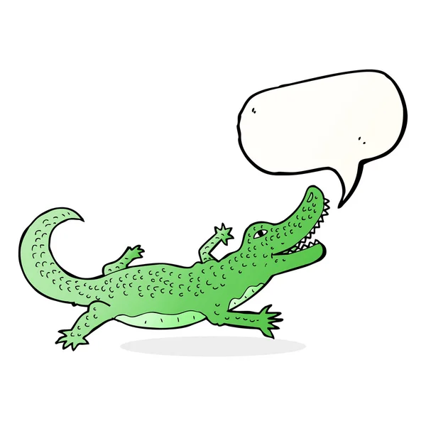 Coccodrillo cartone animato con bolla discorso — Vettoriale Stock