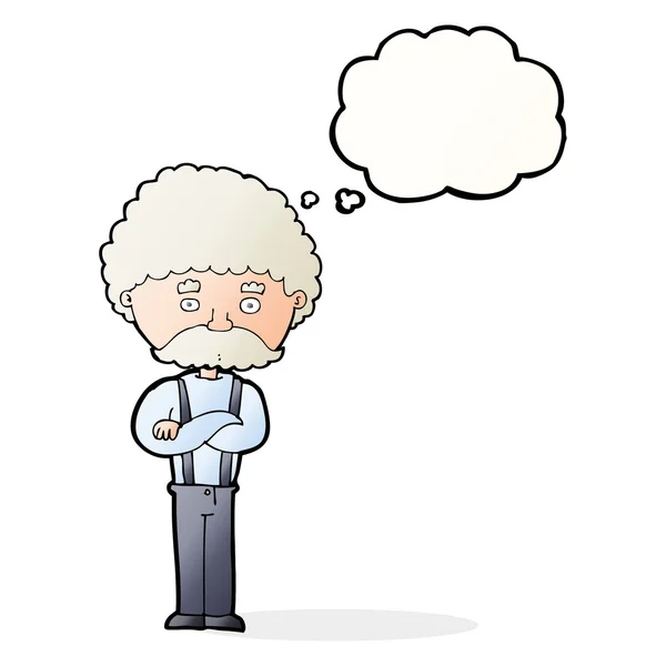 Cartoon alter Mann mit Gedankenblase — Stockvektor