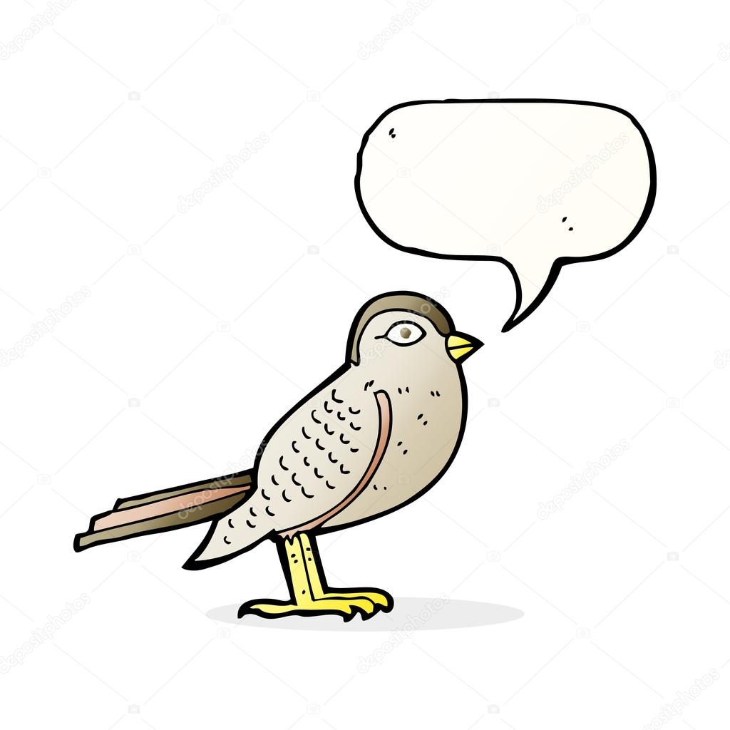 Dessin Animé Oiseaux Jardin Avec Bulle De Dialogue Image