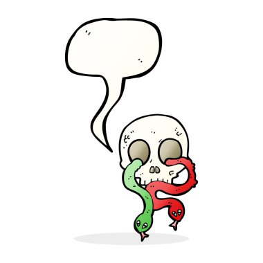 konuşma balonlu yılanlı kafatası