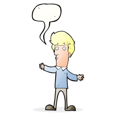 Çizgi film konuşma baloncuğu olan ürkmüş bir adam