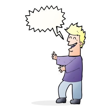 Konuşma balonlu gülen adam.