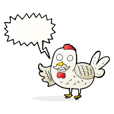 Konuşma baloncuğu olan yaşlı horoz çizgi filmi