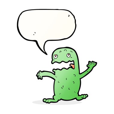 karikatür komik kurbağa ile konuşma balonu