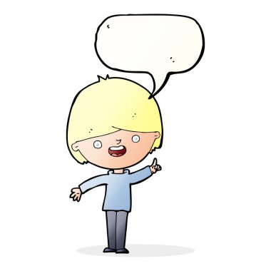 çizgi film mutlu çocuk konuşma balonu ile