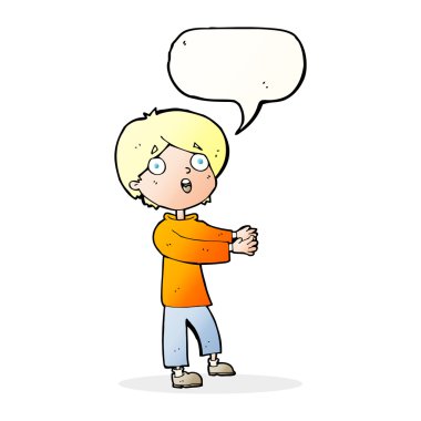 çizgi film konuşma baloncuğu ile şok çocuk