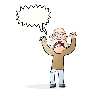 karikatür kızgın yaşlı adam konuşma baloncuğu ile