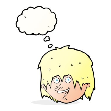çizgi film mutlu adam düşünce baloncuğu ile