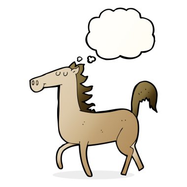 Düşünce baloncuklu çizgi film atı