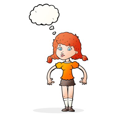 Düşünce baloncuklu güzel kız.