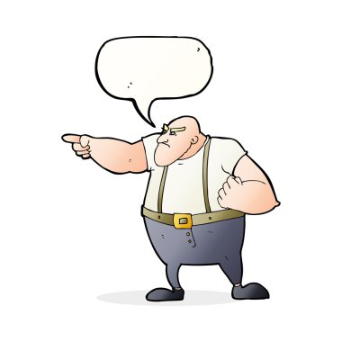 çizgi film kızgın sert adam konuşma balonunu işaret ediyor.