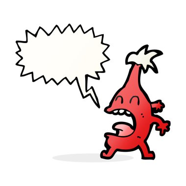 Konuşma balonu olan komik bir Noel yaratığı.