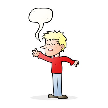 çizgi film mutlu adam konuşma baloncuğuyla uzanıyor