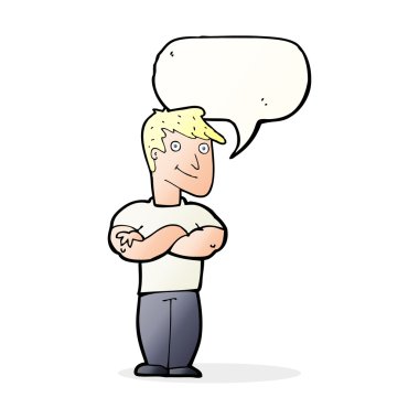 çizgi film kaslı adam konuşma baloncuğu ile