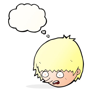 çizgi film düşünce baloncuğu ile yüzünü vurguladı