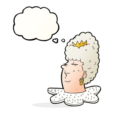 çizgi film kraliçenin portresi ile düşünce balonu