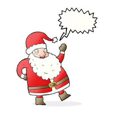 komik sallayarak Noel Baba karikatür konuşma balonu ile