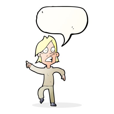 konuşma balonu ile işaret endişeli adam çizgi film