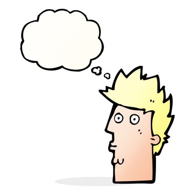 Düşünce baloncuğuyla şaşırmış karikatür